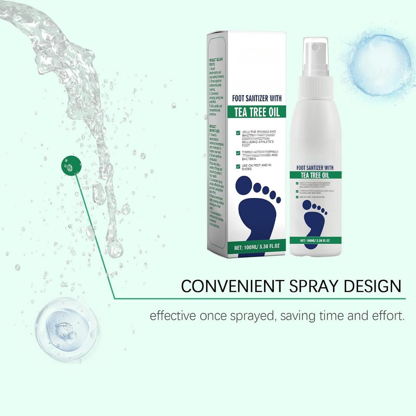 Foot Sanitizer Spray with Tea for Foot & Shoe Freshness,Quick-Drying & Travel-Friendly,100 ml/3.5 oz