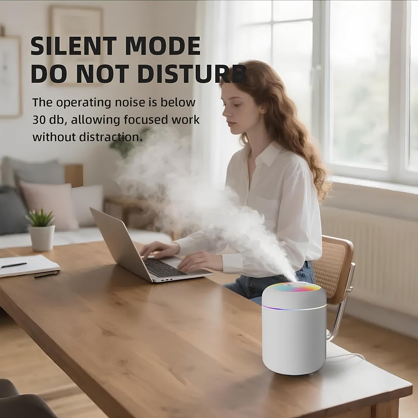 Portable Colorful Mini Humidifier- Essential Oil Diffuser - H2O Humidifier 300 ml USB Air for Bedroom, Car, Office, Desktop with Light & 2 Mist Modes